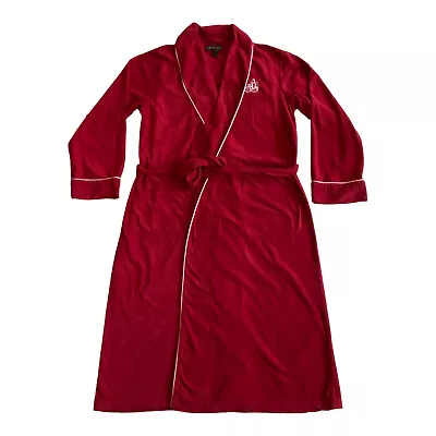 Vintage Lauren Ralph Lauren Monogram Maroon Velour Bath Robe Lounge Mens Medium • $49.99