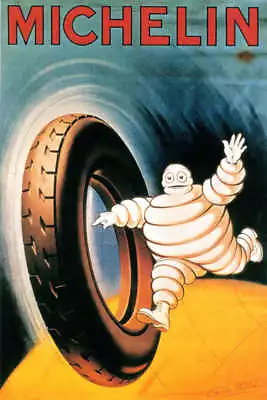 VINTAGE 1925 MICHELIN MAN TIRE AD POSTER PRINT 24x16 9MIL PAPER • $25.95