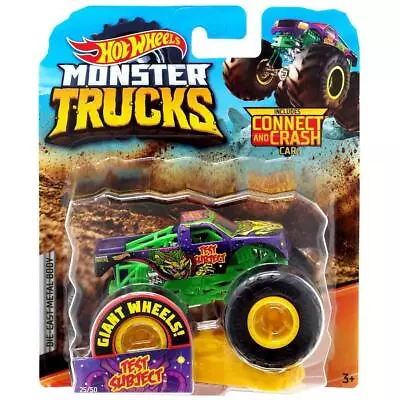 Hot Wheels Monster Truck TEST SUBJECT Vehicle Connect & Crash Car GIANT WHEELS! • $8.50