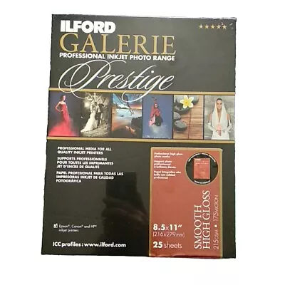 Ilford Galerie Prestige Smooth High Gloss Inkjet Paper Letter 216 X 279mm 215gsm • £12