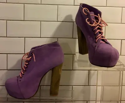  BEBO  Shoe/ankle Bootie Size UK5/38 Lace Up Faux Suede Lilac Tone 5  Heel • £9