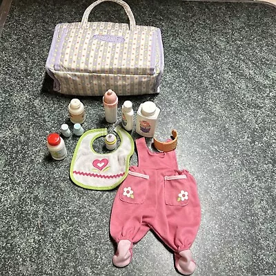 American Girl Pleasant Co Bitty Baby Diaper Bag Bib Lotion Powder Bottles Extras • $30