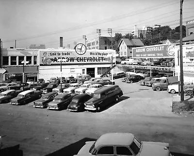 1955 CHEVROLET DEALER Classic Car Sales Lot Retro Historic Picture Photo 8x10 • $13