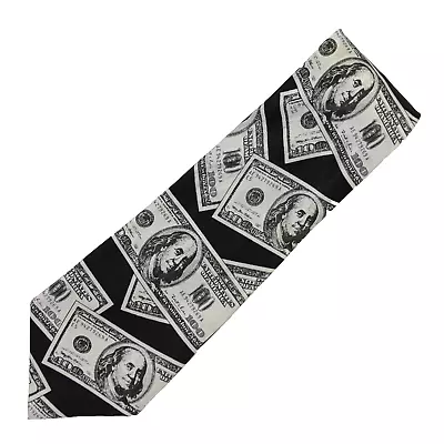 Fratello Black Wtih Hundred Dollar Bills Design Neck Tie 100% Polyester • $15.06