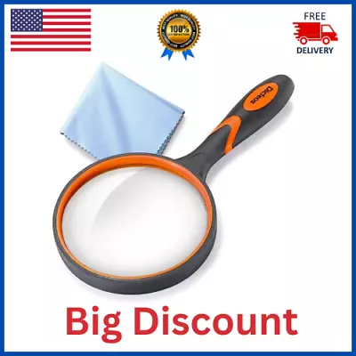 Dicfeos Magnifying Glass 10X Handheld Reading Magnifier - 100MM Large Magnifying • $11.99