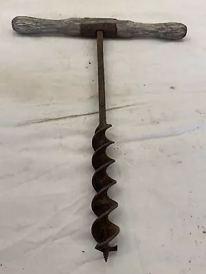 Early Primitive Antique T Handle Wood Auger Barn Beam 1-1/4” Hand Drill • $20