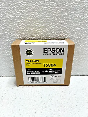 Epson Genuine Ink Yellow T5804 Stylus Pro 3800 3880 SHIPS OVERBOXED Date: 2015 • $47.95