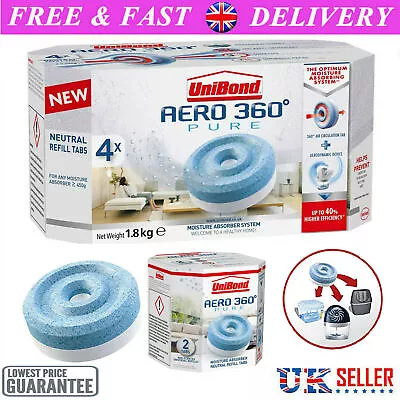 UniBond 2 Or 4 X 450g Refill Tabs Aero 360 Moisture Absorber Dehumidifier System • £9.90