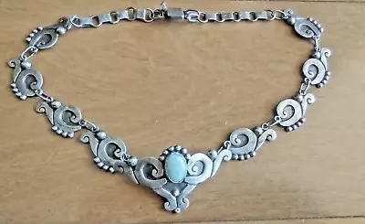 Vintage 1940s Early Iguala FSS Mexico Sterling Silver Fancy Scroll Necklace • $139.99