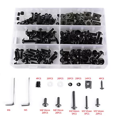 £23.97 • Buy 177PCS Sportbikes Motorcycle Fairing Bolts Kit M5/M6 Fastener Screws Black F2