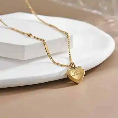 Stainless Steel Gold Necklace Lovely Heart I LOVE YOU MORE Pendant & Cuban Chain • $11.99