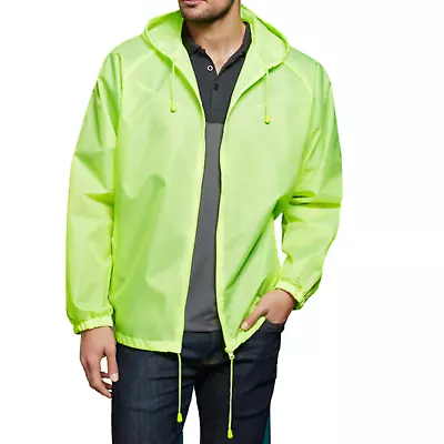 Adult Plus Size Spray Jacket Hike Rain Hi Vis Poncho Waterproof - Fluoro Lime  • $17.50