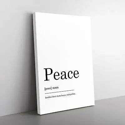 Definition Of Peace Typography Canvas Wall Art Print Framed Picture Home Decor • £24.95