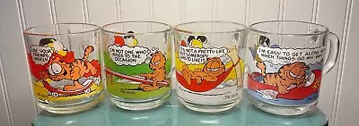 Vintage 1978-80 Garfield McDonald's Glass Coffee Mugs Cups Set Of 4 • $39