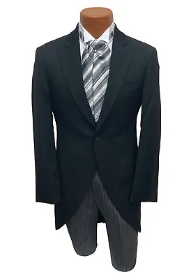 New Men's Ike Behar Black Cutaway Morning Coat Long Tails Modern Fit Size 42XL • $134.96