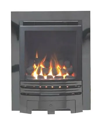 GAS FIRE BLACK GLOSS INSET FULL DEPTH 4kw HIGH EFFICIENCY 86% INSET GLASS FRONT • £574.50