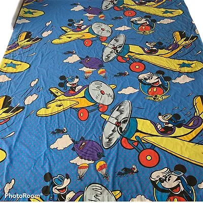 Disney Mickey Mouse Vintage 90s Full Size Flat Bed Sheet The Mail Pilot Airplane • $43.39