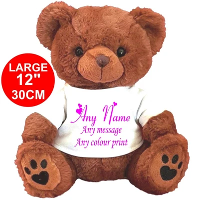 £11.99 • Buy Personalised Brown Teddy Bear 30cm/12   Flower Girl Any Occasion Bridesmaid Gift