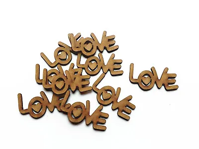 Wooden  Love  Word With Heart Craft Shape MDF Embellishment Cutout Decoration • £3.29