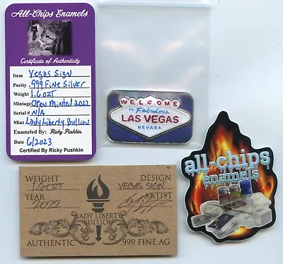 Lady Liberty Bullion Las Vegas Sign Single Enamel All-chips 1-oz 999 Fine Silver • $124.99