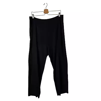 Misook Women's Plus 1X Black Pull On Stretch Knit Slinky Straight Leg Pants • $49.95