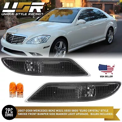 Smoke Bumper Side Marker Lights For 2007-2009 Mercedes Benz W221 S550 S600 • $31.45