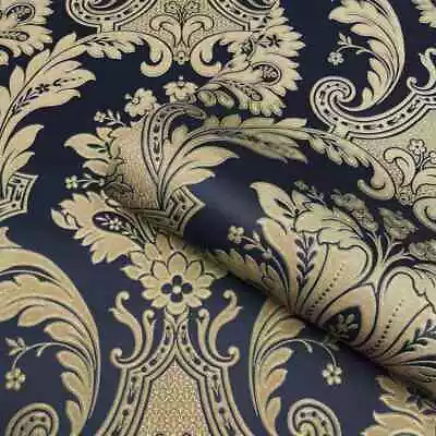 Belgravia Amara Damask Heavyweight Textured Vinyl Wallpaper Blue 7392 • £20.89