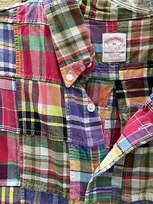Brooks Brothers Patchwork Button Shirt Men's XL Plaid  Madras • $28.75