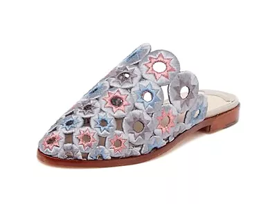 Ashley Cole Mia Silver Blue Multi Pointed Toe Star Flats Mules Slip-On Sandals • $22.99