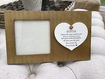 PERSONALISED PET Wood Memorial Photo Frame In Memory Of A Pet Dog Cat ~ ANY NAME • £14.99