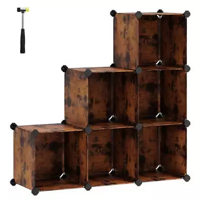 SONGMICS 6 Cube Storage Organizer And Storage With Rubber Mallet Rustic Brown • $48.33