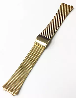  Vintage 18mm Gold Tone Metal Watch Strap Band Stainless Steel Sliding Buckle • $3.99