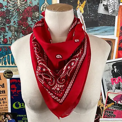 Vintage Paris All Cotton Colorfast RN13960 Paisley Red Bandana Handkerchief USA • $4.95