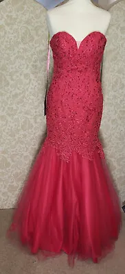 Pink Fitted Fishtail Mermaid Prom Evening Dress UK 8  New With Tags Prom Frocks  • £55