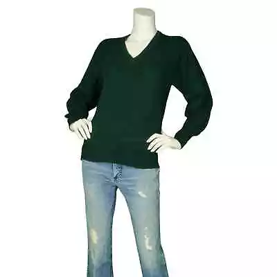 Vintage B. Altman And Co V Neck Cashmere Scotland Green Grandpacore Sweater M • $80