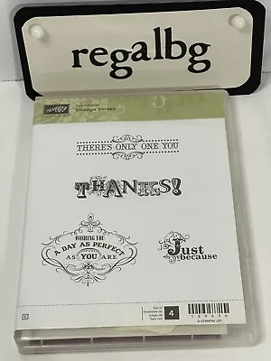 Stampin' Up! Vintage Verses Rubber Cling Sale-A-Bration Stamp Set Unused - 4 • $9.99