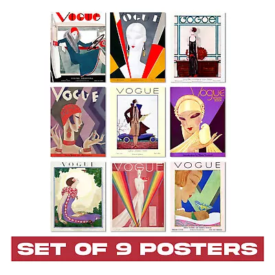 Set Of 9 Vogue Magazine Cover Posters - Unframed Magazine Wall Art Room Decor • £18.99