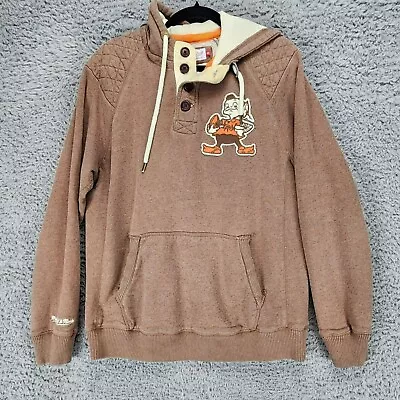 Mitchell & Ness Shirt Mens Small NFL Brown Long Sleeve Cleveland Browns Hoodie • $29