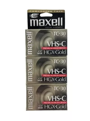 Maxell VHS-C HGX-Gold TC-30 Blank Camcorder Video Cassette 3 Pack Factory Sealed • $18.99