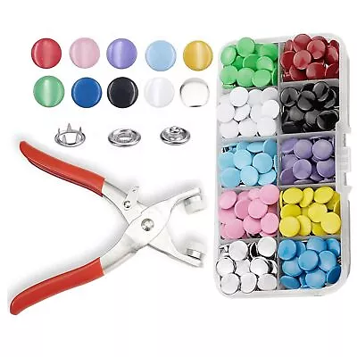 100 Sets Metal Snaps Buttons With Fastener Pliers Press Tool Kit Perfect For DIY • $16.88