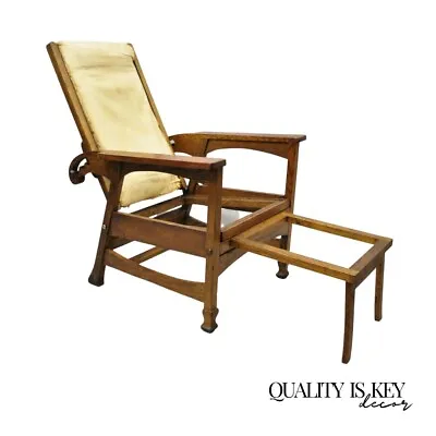 Mission Oak Arts Crafts Reclining Morris Chair Fold Flip Footrest Attr Hunzinger • $2500