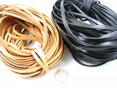 5MM Flat Leather Thread Cord For Necklace Bracelet Craft Bag Leather Cord Thong  • £2.99