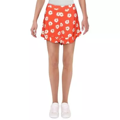Lush Womens Red High Waist Floral Mini Casual Shorts L  4643 • $0.99