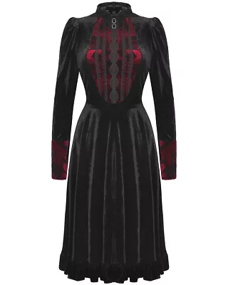 Dark In Love Romantic Gothic Vampire Velvet Mourning Dress - Black & Red • $74.59