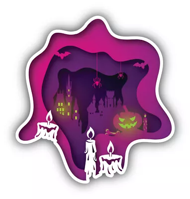 Halloween Illustration Paper Art Carves Vinyl Sticker Car Bumper Decal • $2.75