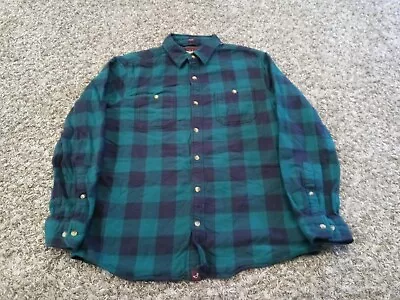 Alesbury Mens Plaid Flannel Shirt Size M Green Long Sleeve Button Front Cotton • $14.99