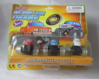 Mini-Monster Trucks 4x4 Friction Power 3 Pcs. Micro Machines #15002 • $9.99