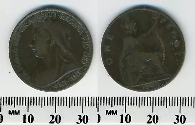 $3.50 • Buy GREAT BRITAIN 1900 - 1 Penny Bronze Coin - Queen Victoria - #6