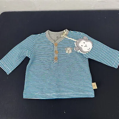 BellyButton Baby Green/White Striped Long Sleeve T-Shirt NEWBORN • £3