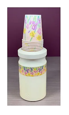 Vintage Dixie Cup Dispenser And Cups With Pretty Flowers For Your Counter • $19.99